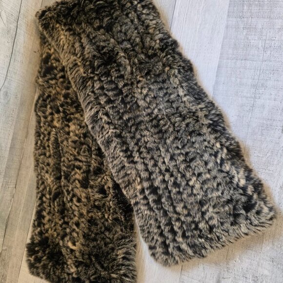 Textured Genuine Fur Scarf Wrap 66x6 Soft - Picture 1 of 5